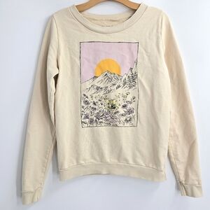Modcloth Sweatshirt‎ Beige Cotton Mountain Graphic